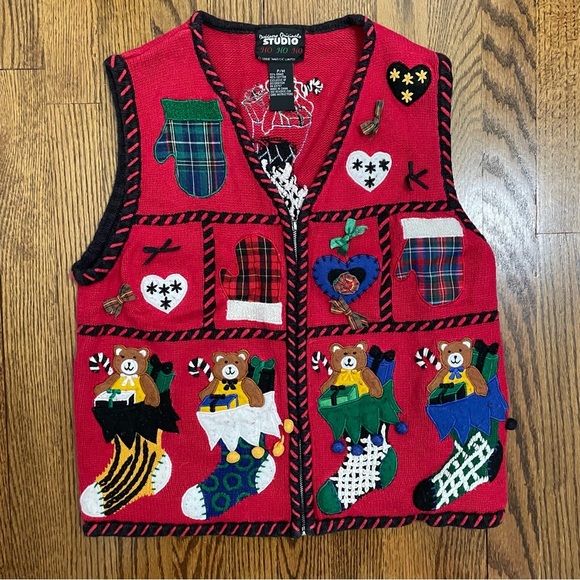 Designer Originals Studio Christmas Holiday Sweater Vest Size PM - Picture 1 of 7